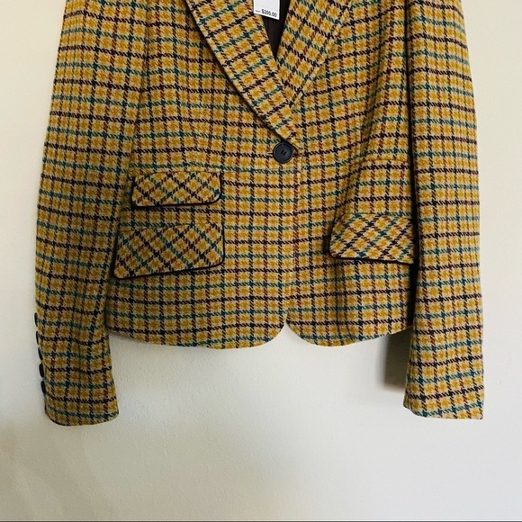 DKYN Plaid Ridding Jacket  Blazer Velvet Collar Size 4 NWT - Picture 3 of 16